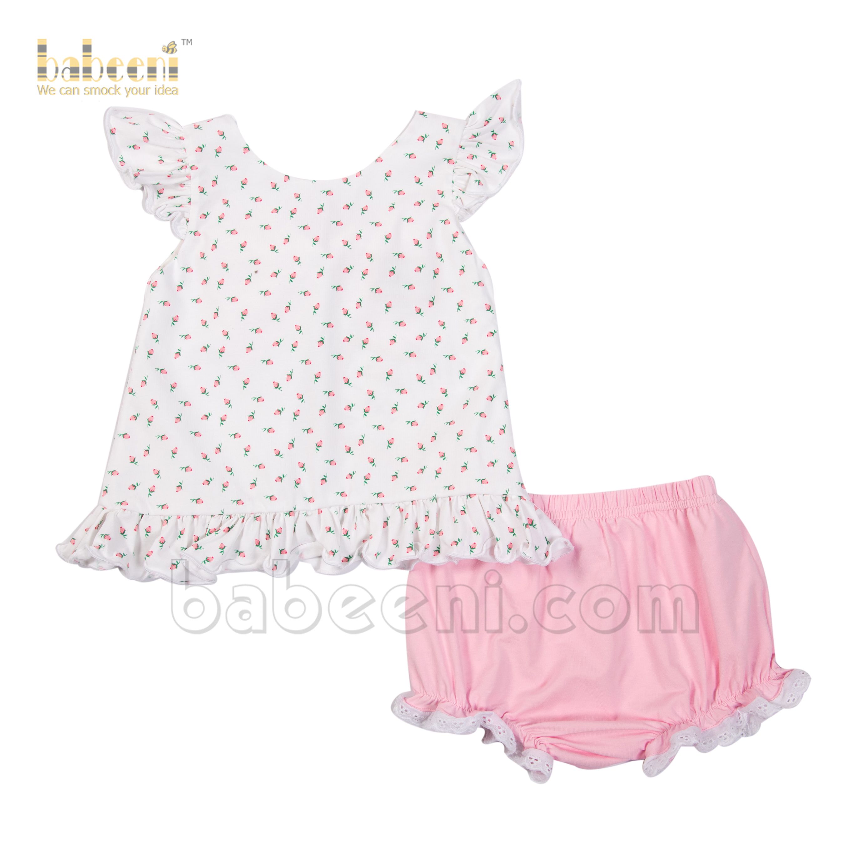 Tiny rose embroidered girl set - DR 3096